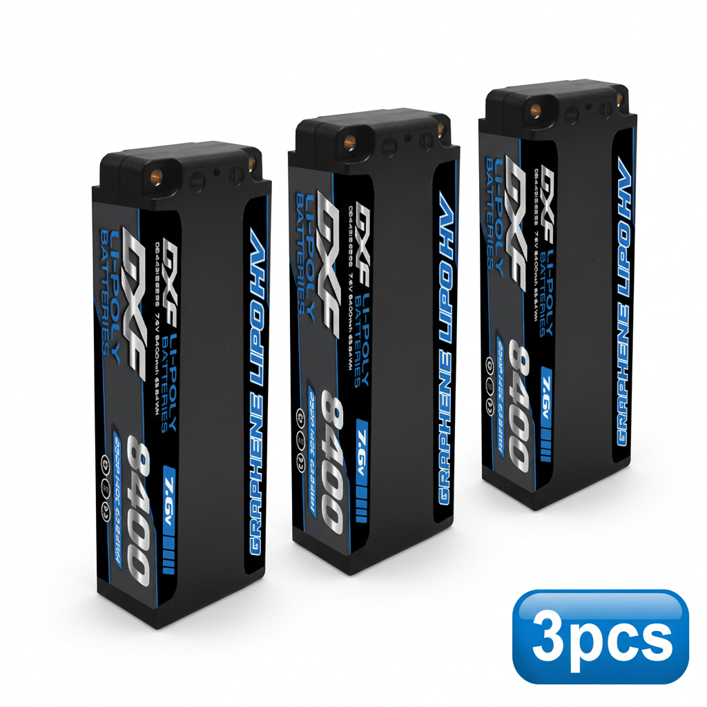 DXF 2S HV 7.6V 8400mAh 140C Graphene LiPo Hardcase Battery with 12AWG 5mm Bullet to Deans Plug for 1/8 1/10 RC Car Truck Boat Drone (1-6 Pack Available)
