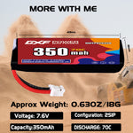 DXF LiPo Battery 2S HV 7.6V 350mAh 70C with PH2.0 / JST / XT30 / SM / XT60 / EC5 / XT90 for FPV Drone Whoop Micro Racing