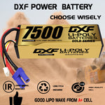 DXF LiPo Battery 3S HV 11.4V 7500mAh 150C Graphene Hardcase Gold with EC5 / T / TRX / XT60 / XT90 / XT150 / Q8s Plug for RC 1/8 1/10 Buggy Truck Car Off-Road Drone