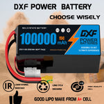 DXF 6S 23.1V 100000mAh 15C Soft Case LiHV Battery with 8AWG Wire for Toy Cars, Boats, UAVs & Drones (1-6 Pack)