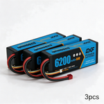 DXF 3S 11.1V 6200mAh 80C Graphene Hardcase LiPo Battery with Deans/T-Plug & 10AWG Wire (1-6 Pack)