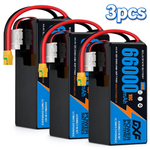 DXF SEMI-SOLID 12S 44.4V 66000mAh 10C Soft Case LiPo Battery with 8AWG Wire for Toy Cars, Boats, UAVs & Drones (1-6 Pack)