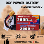 DXF 6S 22.2V 2600mAh 120C LiPo Battery for FPV Micro Drones (PH2.0 / JST / XT30 / SM / XT60 / EC5 / XT90 Options)