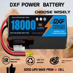 DXF 6S 23.1V 18000mAh 15C Soft Case LiPo Battery with 8AWG Wire for Toy Cars, Boats, UAVs & Drones (1-6 Pack)