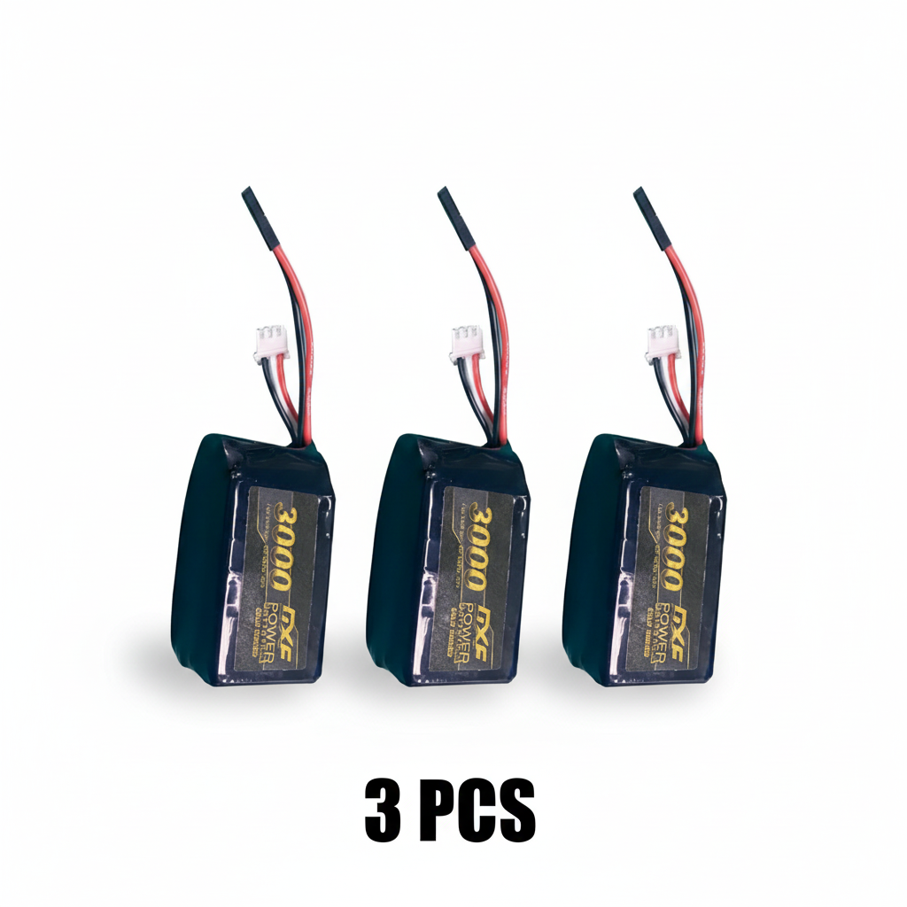 DXF 2S 7.4V 3000mAh 20C Compact Hardcase LiPo Battery for 1/8 1/10 RC Cars, Trucks, Buggies & Boats (2, 4, 6 Pack Available)