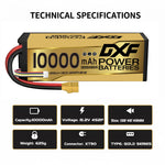 DXF LiPo Battery 4S HV 15.2V 10000mAh 150C Graphene Hardcase Gold with EC5 / T / TRX / XT60 / XT90 / XT150 / Q8s Plug for RC 1/8 1/10 Buggy Truck Car Off-Road Drone
