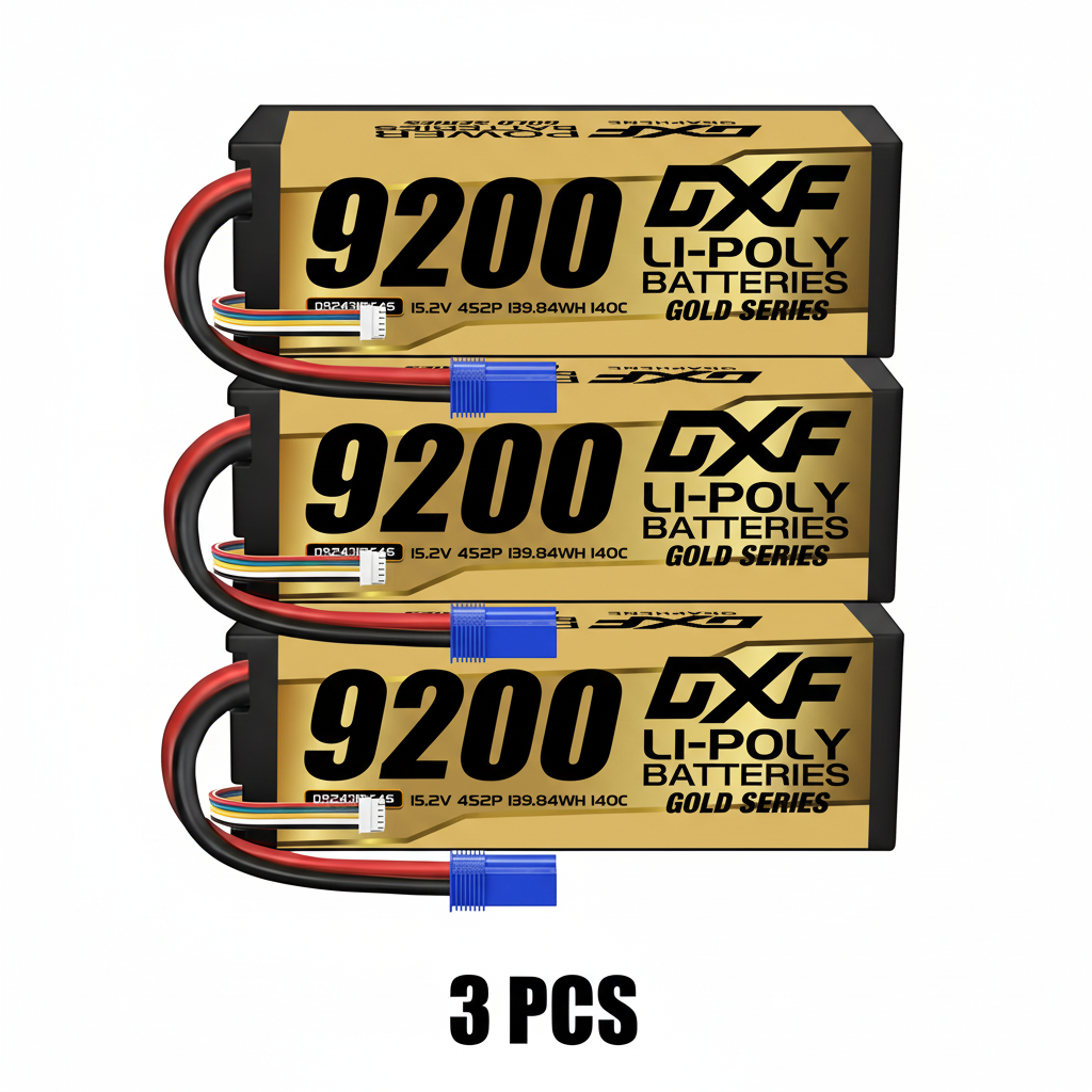 DXF GoldSeries 4S HV 15.2V 9200mAh 140C Graphene Hardcase LiPo Battery with XT90 & 10AWG Wire (1-6 Pack)