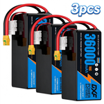 DXF SEMI-SOLID 6S 22.2V 36000mAh 10C Soft Case LiPo Battery with 8AWG Wire for Toy Cars, Boats, UAVs & Drones (1-6 Pack)