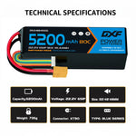 DXF Lipo Battery 6S 22.2V 5200mAh 80C Graphene Softcase with EC5 / T / TRX / XT60 / XT90 / XT150 / Q8s Plug for RC 1/8 1/10 Buggy Truck Car Off-Road Drone