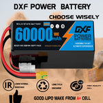 DXF 6S 22.2V 60000mAh 10C Soft Case LiPo Battery with 8AWG Wire for Toy Cars, Boats, UAVs & Drones (1-6 Pack)