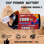 DXF 4S 14.8V 2800mAh 100C LiPo Battery for FPV Micro Drones (PH2.0 / JST / XT30 / SM / XT60 / EC5 / XT90 Options)