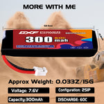 DXF LiPo Battery 2S HV 7.6V 300mAh 60C with PH2.0 / JST / XT30 / SM / XT60 / EC5 / XT90 for FPV Drone Whoop Micro Racing