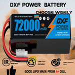 DXF SEMI-SOLID 18S 66.6V 72000mAh 5C Soft Case LiPo Battery with 8AWG Wire for Toy Cars, Boats, UAVs & Drones (1-6 Pack)