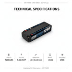 DXF 2S 7.6V LiPo Battery 140C 7200mAh LCG Hardcase with 5mm Bullet to Deans Plug for RC 1/8 1/10 Vehicles Car Truck Truggy Competition Racing (1-6 Pack)
