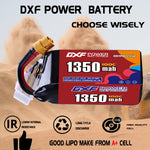 DXF 6S 22.2V 1350mAh 100C LiPo Battery for FPV Micro Drones (PH2.0 / JST / XT30 / SM / XT60 / EC5 / XT90 Options)