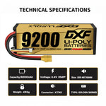 DXF LiPo Battery 3S HV 11.4V 9200mAh 140C Graphene Hardcase Gold with EC5 / T / TRX / XT60 / XT90 / XT150 / Q8s Plug for RC 1/8 1/10 Buggy Truck Car Off-Road Drone