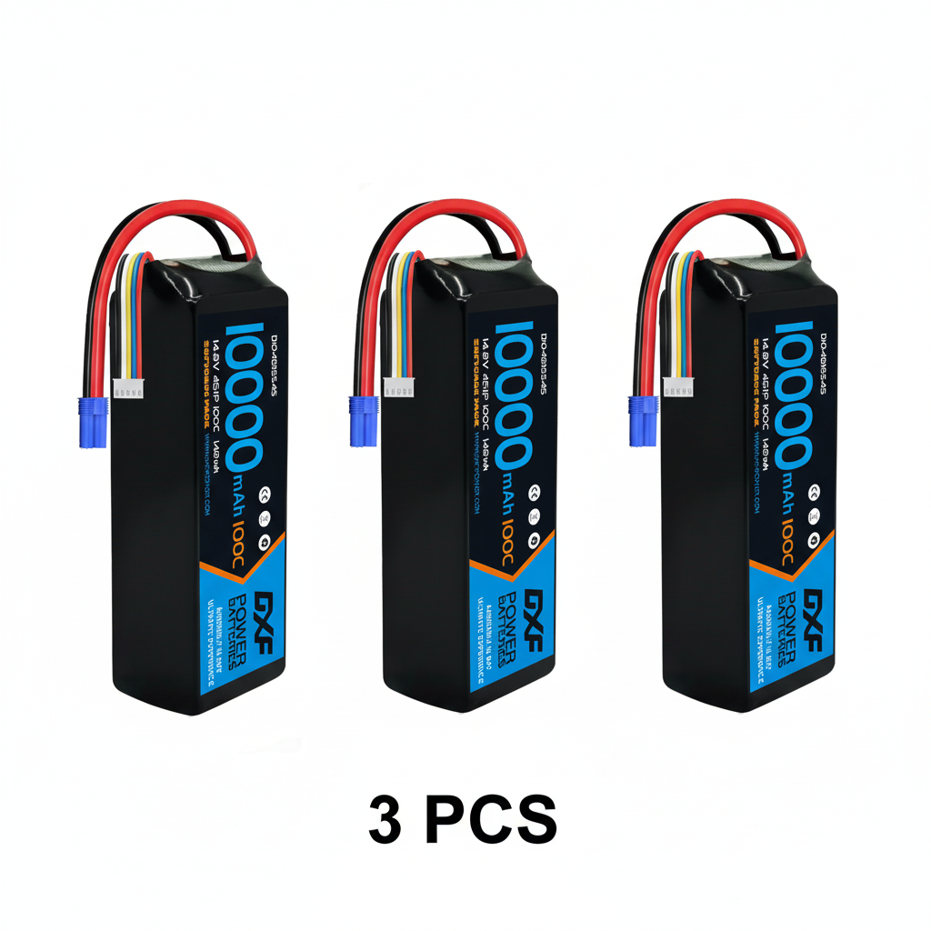 DXF 4S 14.8V 10000mAh 100C Graphene Softcase LiPo Battery with EC5 & 10AWG Wire (1-6 Pack)