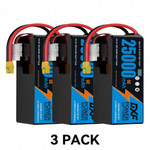 DXF SEMI-SOLID 14S 51.8V 25000mAh 5C Soft Case LiPo Battery with 8AWG Wire for Toy Cars, Boats, UAVs & Drones (1-6 Pack)