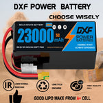 DXF SEMI-SOLID 6S 22.2V 23000mAh 5C Soft Case LiPo Battery with 8AWG Wire for Toy Cars, Toy Boats, UAVs & Drones (1-6 Pack)