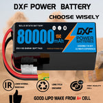 DXF 6S 23.1V 80000mAh 15C Soft Case LiHV Battery with 8AWG Wire for Toy Cars, Boats, UAVs & Drones (1-6 Pack)