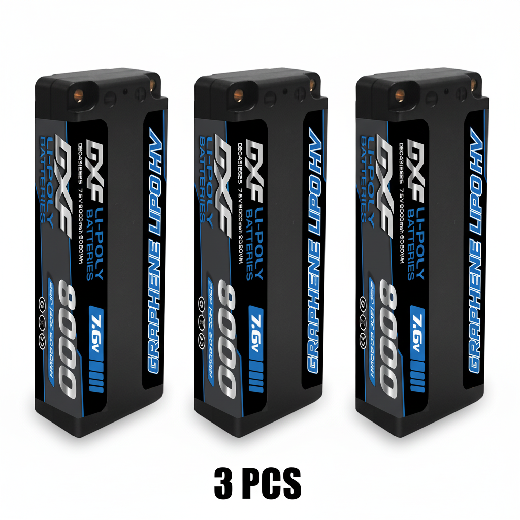 DXF 2S 7.6V Lipo Battery 140C 8000mAh Hardcase with 5mm Bullet to Deans Plug for RC 1/8 Vehicles Car Truck Tank Truggy Competition Racing Hobby