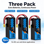 DXF 6S 22.2V 10000mAh 100C Soft Case LiPo Battery with 10AWG Wire for Toy Cars, Boats, UAVs & Drones (1-6 Pack)