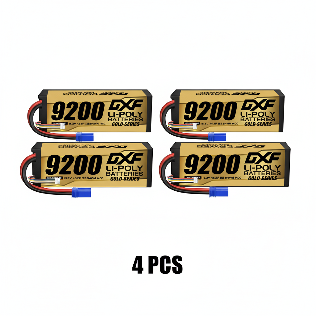 DXF GoldSeries 4S HV 15.2V 9200mAh 140C Graphene Hardcase LiPo Battery with XT90 & 10AWG Wire (1-6 Pack)