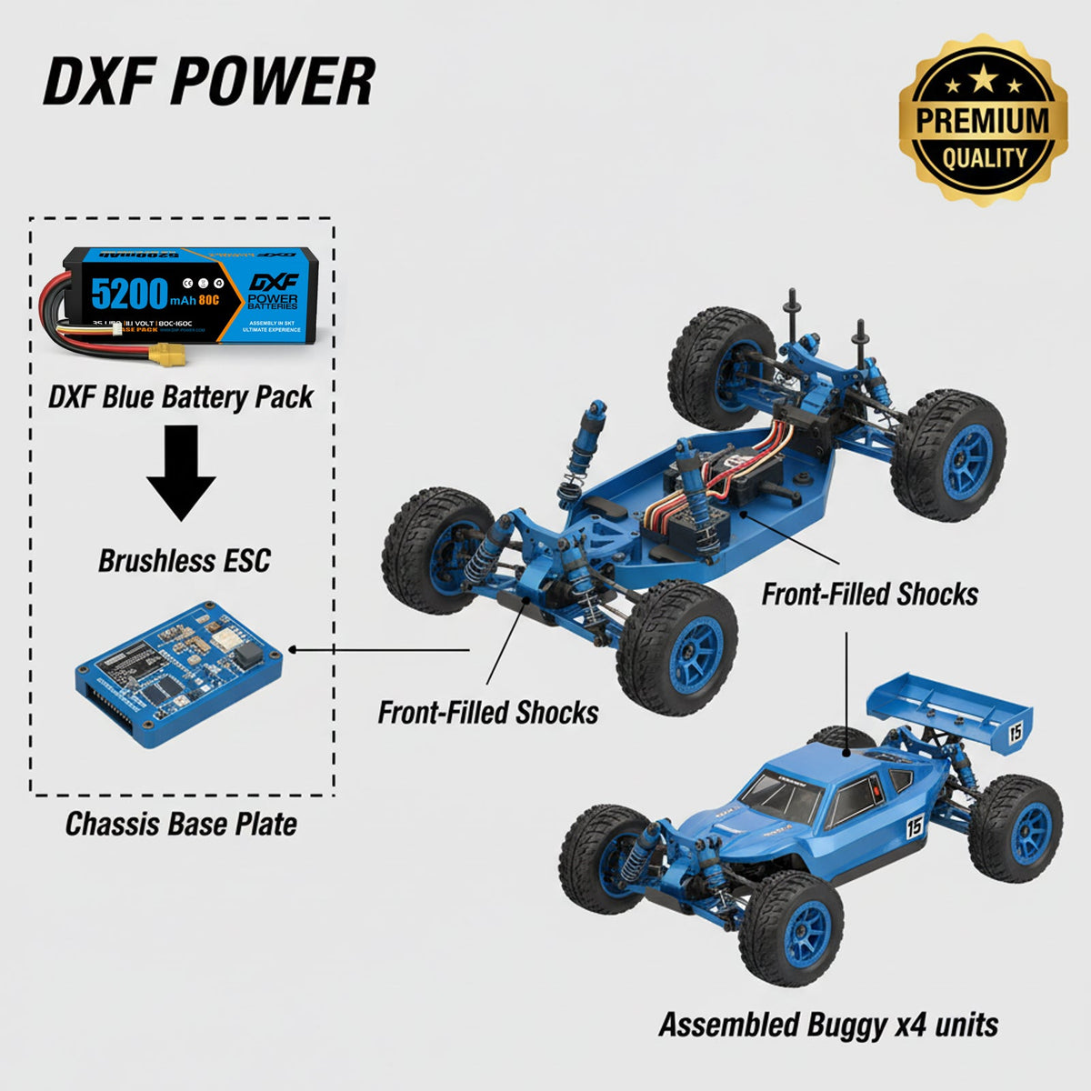 DXF LiPo Battery 3S 11.1V 5200mAh 80C Graphene Hardcase with EC5 / T / TRX / XT60 / XT90 / XT150 / Q8s Plug for RC 1/8 1/10 Buggy Truck Car Off-Road Drone