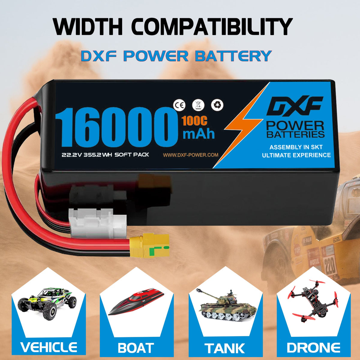 (CN)DXF 6S Lipo Battery 22.8V 100C 16000mAh Soft Case Battery  for Drone UAV FPV Car Truck Tank RC Buggy Truggy Racing Hobby