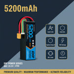 DXF 6S 22.2V 5200mAh 80C Softcase LiPo Battery with XT90 & 10AWG Wire for 1/8 RC Cars (1-6 Pack)