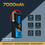 DXF 6S 22.2V 7000mAh 100C Softcase LiPo Battery with EC5 & 10AWG Wire for 1/8 RC Cars (1-6 Pack)