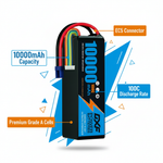 DXF 6S 22.2V 10000mAh 100C Softcase LiPo Battery with 10AWG EC5 for 1/8 RC Cars, Trucks, Buggies, Truggies (1-6 Pack Available)