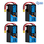 DXF 6S 22.2V 12000mAh 15C Soft Case LiPo Battery with 8AWG Wire for Toy Cars, Boats, UAVs & Drones (1-6 Pack)