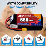 DXF LiPo Battery 3S 11.1V 650mAh 70C with PH2.0 / JST / XT30 / SM / XT60 / EC5 / XT90 for FPV Drone Whoop Micro Racing