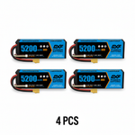 DXF 4S 14.8V 5200mAh 80C Hardcase LiPo Battery with XT90 & 10AWG Wire for RC Cars (1-6 Pack)