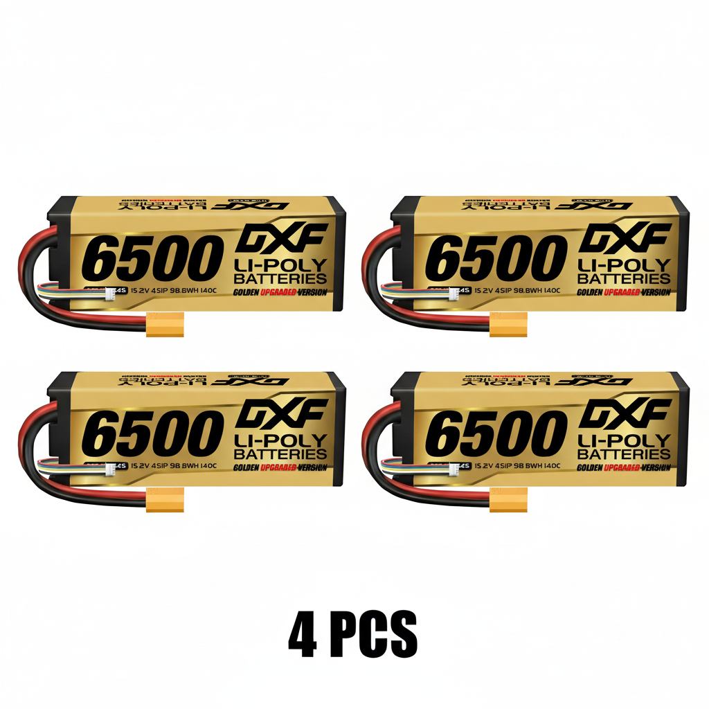 DXF Gold Series 4S HV 15.2V 6500mAh 140C Graphene Hardcase LiPo Battery with XT90 & 10AWG Wire (1-6 Pack)