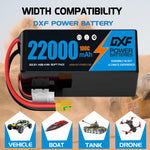 DXF 6S 22.2V 22000mAh 100C Soft Case LiPo Battery with 10AWG Wire for Toy Cars, Boats, UAVs & Drones (1-6 Pack)