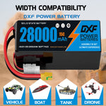 DXF SEMI-SOLID 12S 46.2V 28000mAh 15C Soft Case LiPo Battery with 8AWG Wire for Toy Cars, Boats, UAVs & Drones (1-6 Pack)