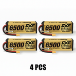 DXF Gold Series 4S 14.8V 6500mAh 100C Graphene Hardcase LiPo Battery with XT90 & 10AWG Wire (1-6 Pack)