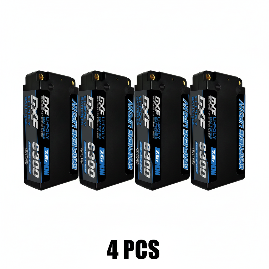 DXF Lipo Battery 2S 7.6V 6300mAh 140C Shorty 5MM Hardcase Battery Graphene Battery for RC Truck Drone 1/10 1/8 Scale Traxxas Slash 4x4 RC Car Buggy Truggy