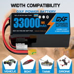 DXF SEMI-SOLID 14S 51.8V 33000mAh 10C Soft Case LiPo Battery with 8AWG Wire for Toy Cars, Boats, UAVs & Drones (1-6 Pack)