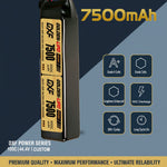 DXF Lipo Battery 12S 44.4V 7500mAh 100C GoldSeries Graphene Softcase with EC5 / T / TRX / XT60 / XT90 / XT150 / Q8s Plug for RC 1/8 1/10 Buggy Truck Car Off-Road Drone