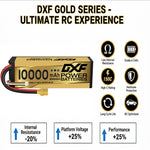 DXF LiPo Battery 4S HV 15.2V 10000mAh 150C Graphene Hardcase Gold with EC5 / T / TRX / XT60 / XT90 / XT150 / Q8s Plug for RC 1/8 1/10 Buggy Truck Car Off-Road Drone