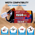 DXF 4S 14.8V 1550mAh 140C LiPo Battery for FPV Micro Drones (PH2.0 / JST / XT30 / SM / XT60 / EC5 / XT90 Options)