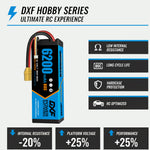 DXF 3S 11.1V 6200mAh 80C Graphene LiPo Hardcase Battery with 10AWG XT90 Plug for 1/8 1/10 RC Car Buggy Truck Boat Drone (1-6 Pack Available)