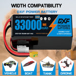 DXF 6S 22.2V 33000mAh 10C Soft Case LiPo Battery with 8AWG Wire for Toy Cars, Boats, UAVs & Drones (1-6 Pack)