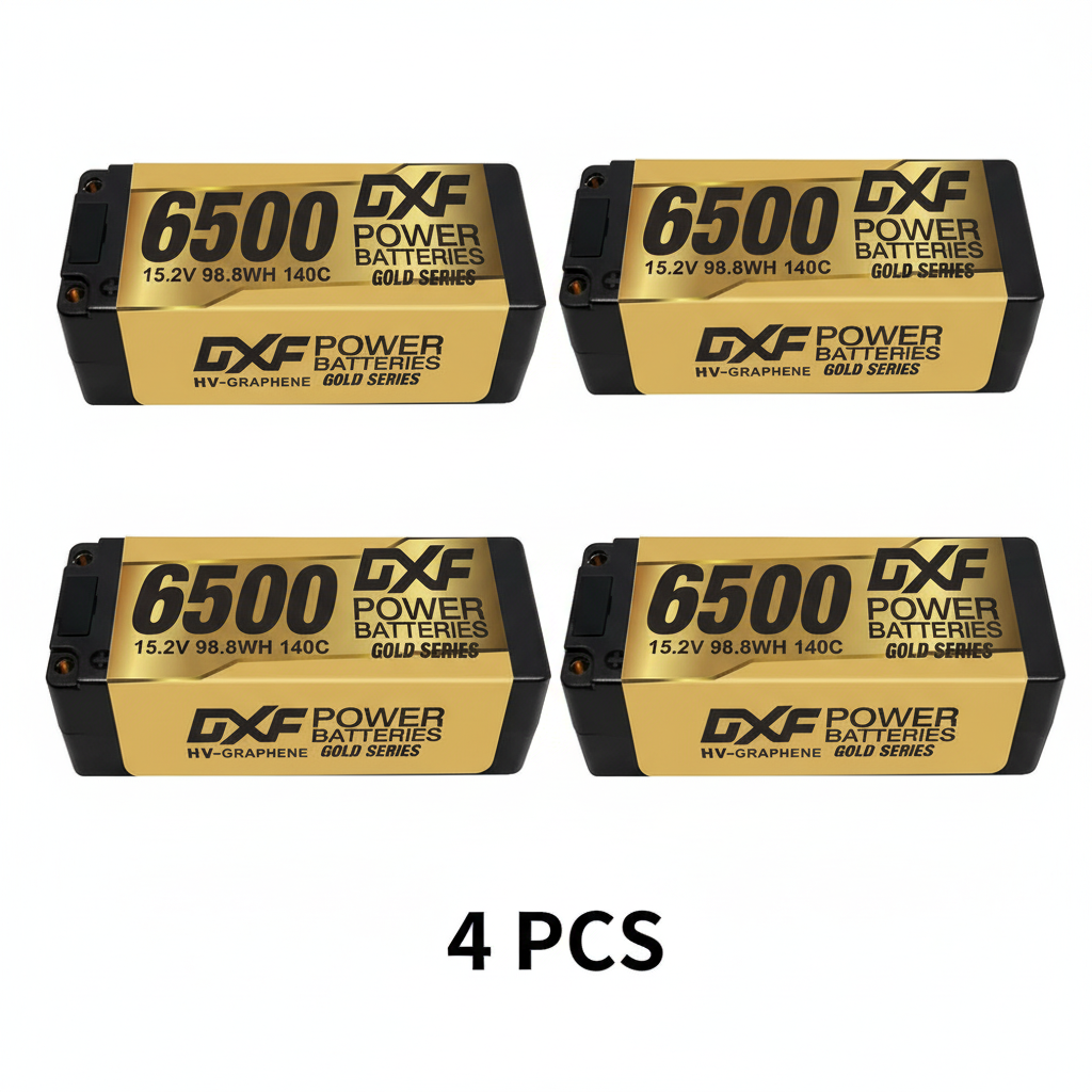 DXF Lipo Battery 4S 15.2V 6500MAH 140C GoldSeries  LCG 5MM Graphene lipo Hardcase with EC5 and XT90 Plug for Rc 1/8 1/10 Buggy Truck Car Off-Road Drone