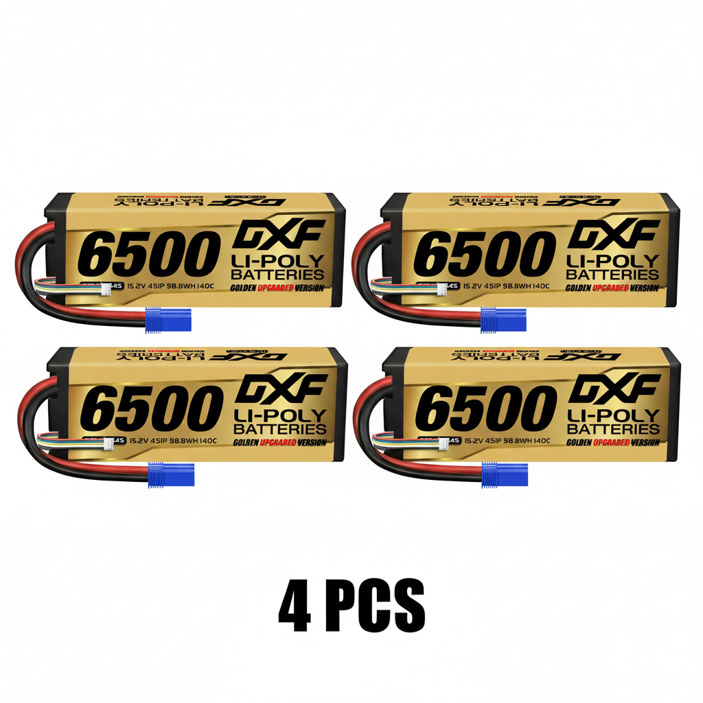 DXF GoldSeries 4S HV 15.2V 6500mAh 140C Graphene Hardcase LiPo Battery with EC5 & 10AWG Wire (1-6 Pack)
