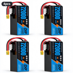 DXF SEMI-SOLID 14S 53.9V 72000mAh 15C Soft Case LiPo Battery with 8AWG Wire for Toy Cars, Boats, UAVs & Drones (1-6 Pack)