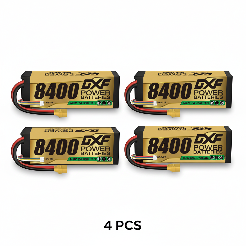 DXF 4S 14.8V 8400mAh 140C Graphene Hardcase LiPo Battery with XT90 & 10AWG Wire for RC Cars (1-6 Pack)